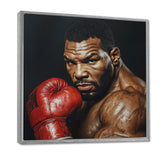 Red Mike Tyson Boxing Gloves Up Portrait - Sport Boxing Canvas Wall Art
