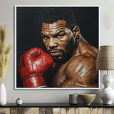 Red Mike Tyson Boxing Gloves Up Portrait - Sport Boxing Canvas Wall Art