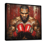 Red Mike Tyson Boxing Gloves Up - Sport Boxing Canvas Wall Art