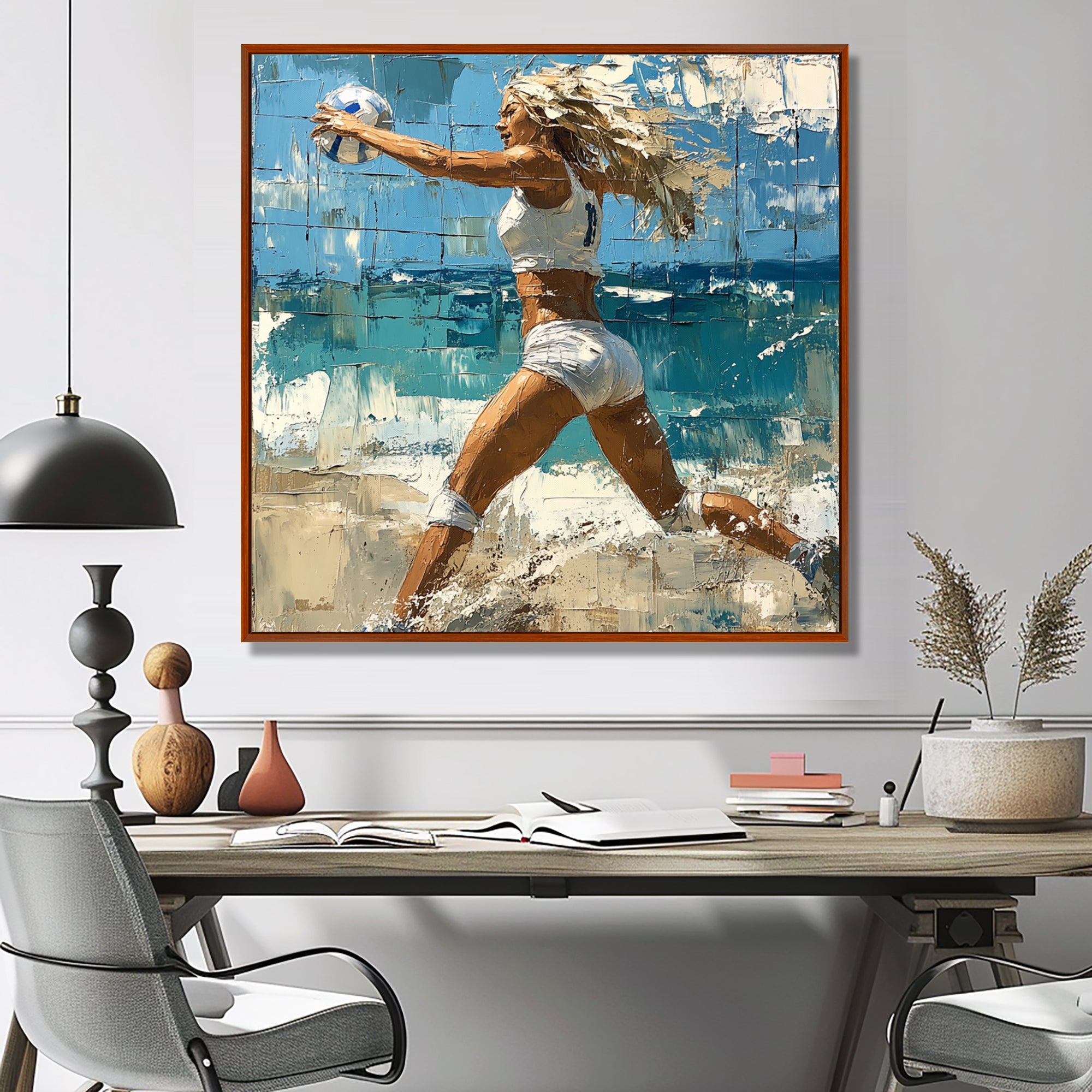 Volleyball Player Serving The Ball I - Volleyball Canvas Wall Art