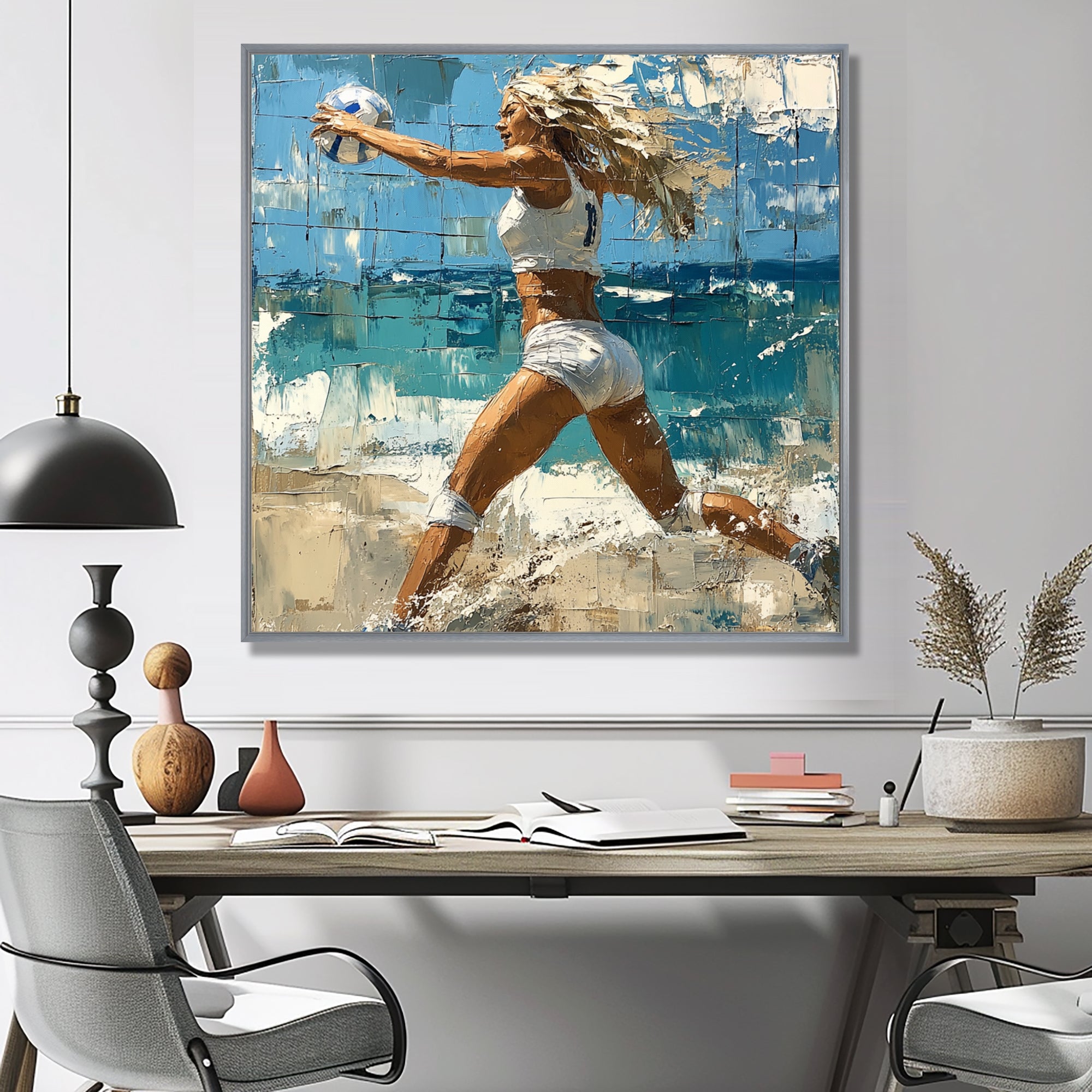 Volleyball Player Serving The Ball I - Volleyball Canvas Wall Art