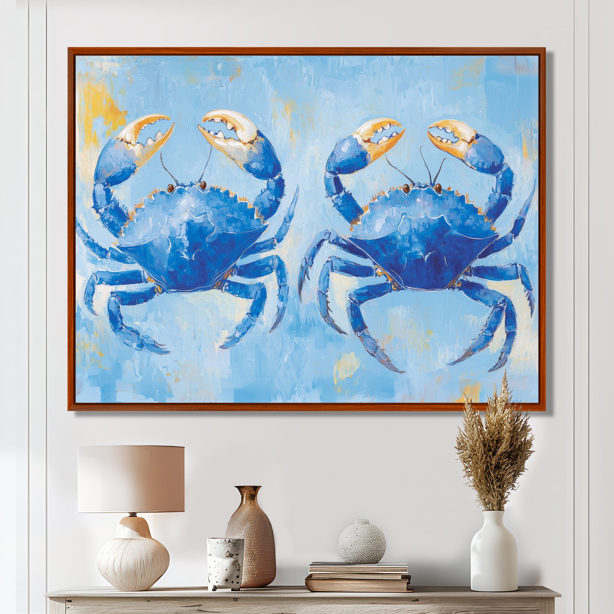 Coastal Blue Crab Battle - Crab Wall Decor