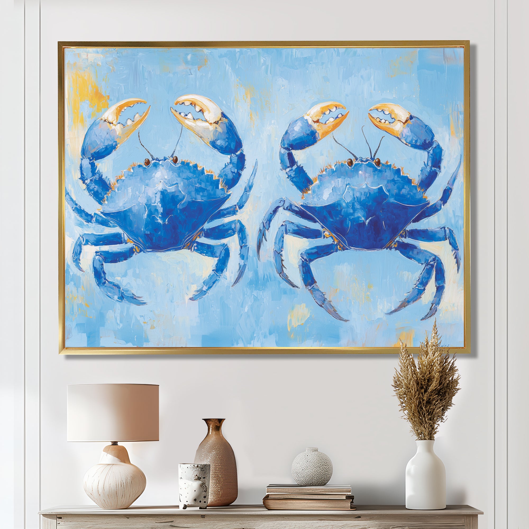 Coastal Blue Crab Battle - Crab Wall Decor