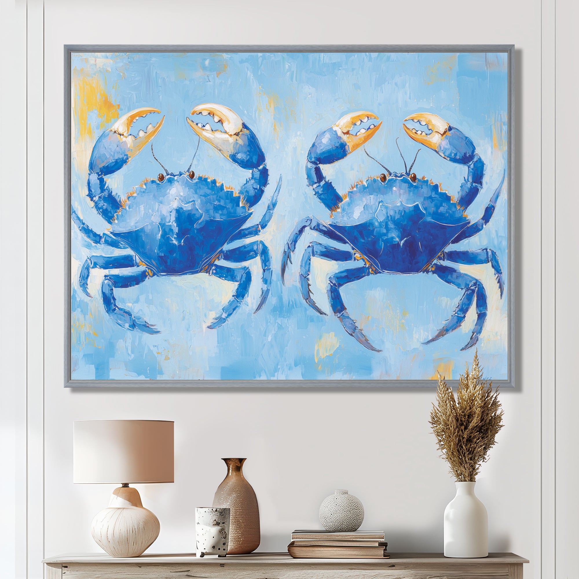 Coastal Blue Crab Battle - Crab Wall Decor