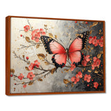Pink Butterfly On Cherry Blossom Tree - Butterfly Framed Canvas Art