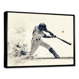 Grey Baseball Minimal Swing Ii Accented With - Sport Baseball Canvas Wall Art