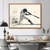 Grey Baseball Minimal Swing Ii Accented With - Sport Baseball Canvas Wall Art