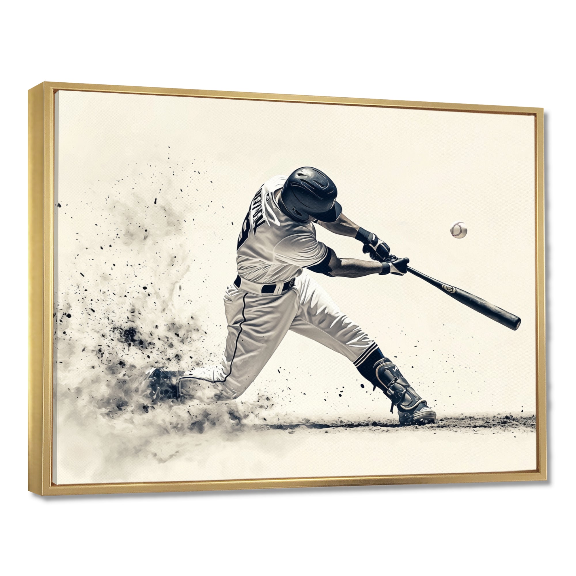 Grey Baseball Minimal Swing Ii Accented With - Sport Baseball Canvas Wall Art