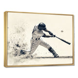 Grey Baseball Minimal Swing Ii Accented With - Sport Baseball Canvas Wall Art