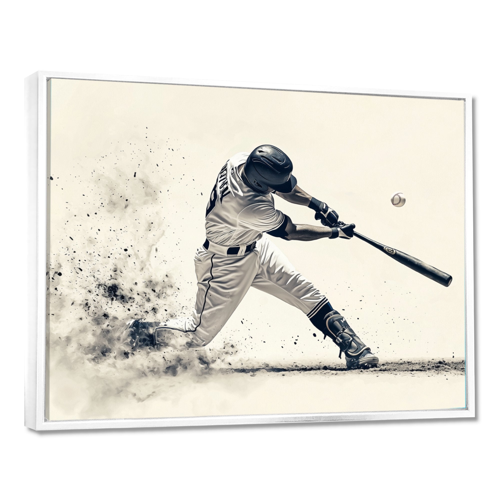 Grey Baseball Minimal Swing Ii Accented With - Sport Baseball Canvas Wall Art