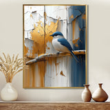Gold And Blue Bird Rustic Charm - Bird Large Canvas Wall Art