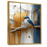 Gold And Blue Bird Rustic Charm - Bird Large Canvas Wall Art