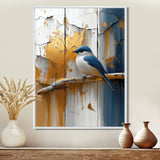 Gold And Blue Bird Rustic Charm - Bird Large Canvas Wall Art
