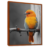 Yellow Chickadee's Bird House Branch - Bird House Home Decor Art