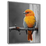 Yellow Chickadee's Bird House Branch - Bird House Home Decor Art