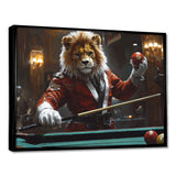 Red Lion Playing Billards - Billiards Canvas Wall Art