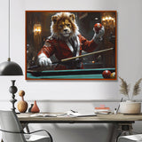Red Lion Playing Billards - Billiards Canvas Wall Art
