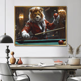 Red Lion Playing Billards - Billiards Canvas Wall Art