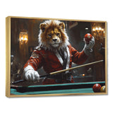 Red Lion Playing Billards - Billiards Canvas Wall Art