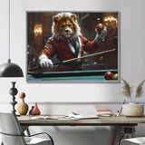 Red Lion Playing Billards - Billiards Canvas Wall Art
