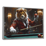 Red Lion Playing Billards - Billiards Canvas Wall Art