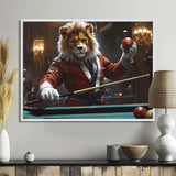 Red Lion Playing Billards - Billiards Canvas Wall Art