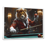 Red Lion Playing Billards - Billiards Canvas Wall Art