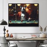 Red Rhino Playing Pool - Billiards Canvas Wall Art