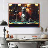 Red Rhino Playing Pool - Billiards Canvas Wall Art