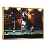 Red Rhino Playing Pool - Billiards Canvas Wall Art
