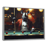 Red Rhino Playing Pool - Billiards Canvas Wall Art