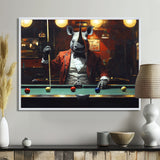 Red Rhino Playing Pool - Billiards Canvas Wall Art