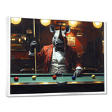 Red Rhino Playing Pool - Billiards Canvas Wall Art