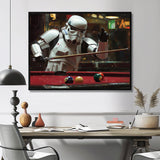 White Stormtrooper Playing Pool Billard I - Billiards Canvas Wall Art