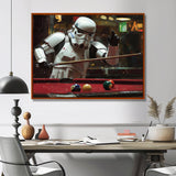 White Stormtrooper Playing Pool Billard I - Billiards Canvas Wall Art
