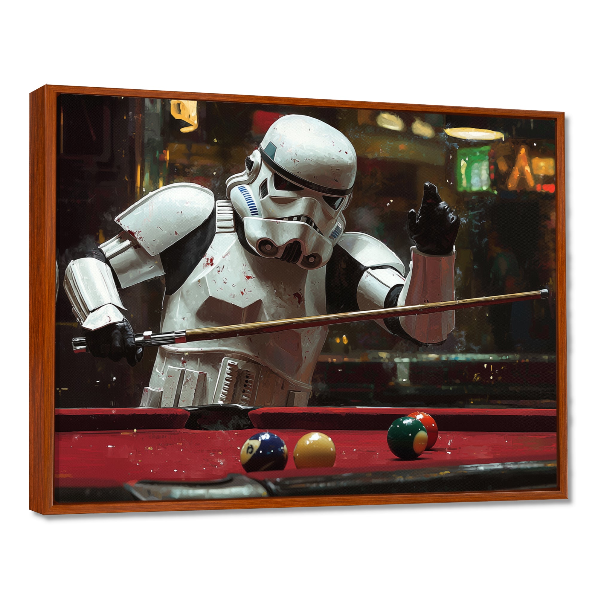 White Stormtrooper Playing Pool Billard I - Billiards Canvas Wall Art
