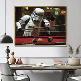 White Stormtrooper Playing Pool Billard I - Billiards Canvas Wall Art