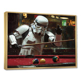 White Stormtrooper Playing Pool Billard I - Billiards Canvas Wall Art