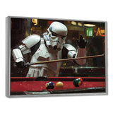 White Stormtrooper Playing Pool Billard I - Billiards Canvas Wall Art