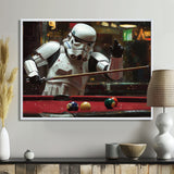 White Stormtrooper Playing Pool Billard I - Billiards Canvas Wall Art