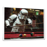White Stormtrooper Playing Pool Billard I - Billiards Canvas Wall Art