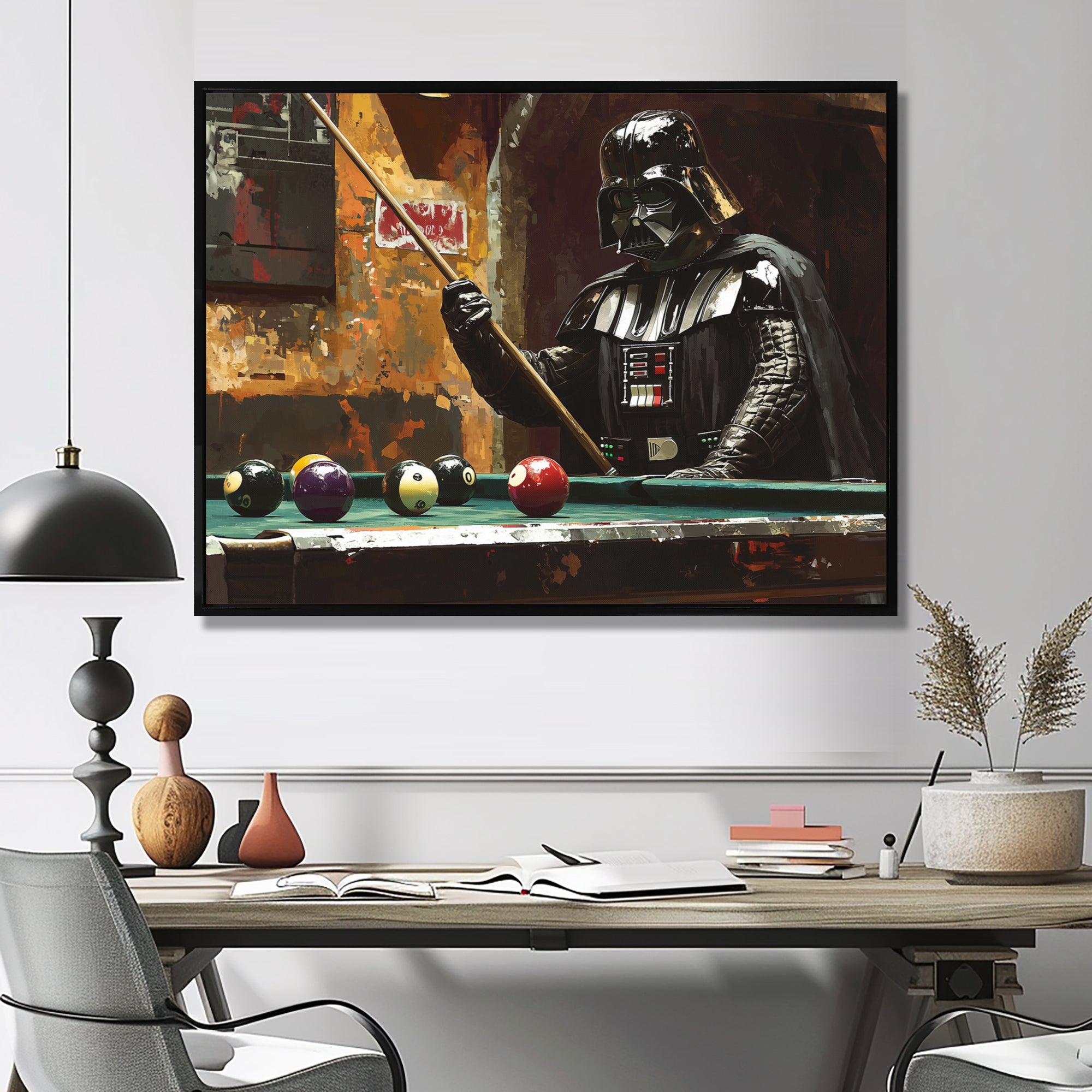 Dark Vader Playing Billiards I - Billiards Canvas Wall Art