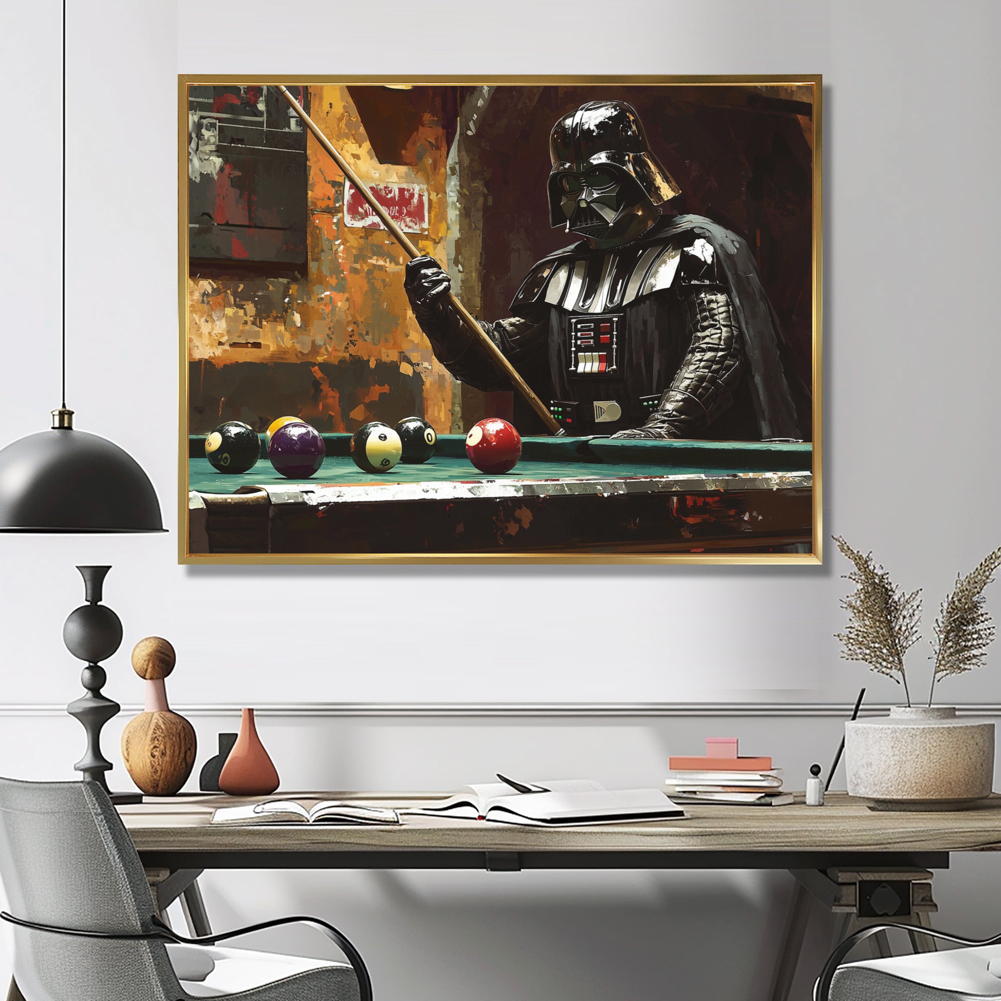 Dark Vader Playing Billiards I - Billiards Canvas Wall Art