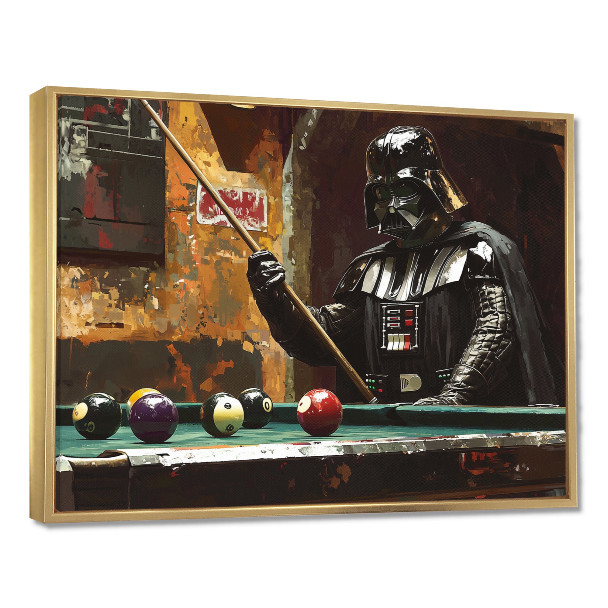 Dark Vader Playing Billiards I - Billiards Canvas Wall Art