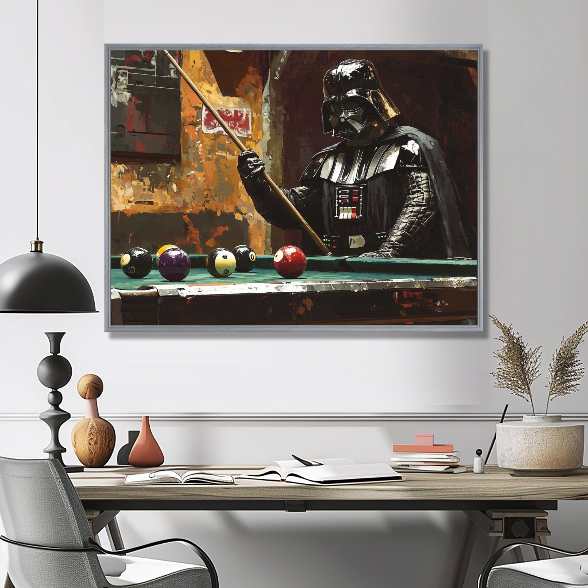 Dark Vader Playing Billiards I - Billiards Canvas Wall Art