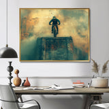 Green Freestyle BMX Bike Tricks - Cycling Canvas Wall Art