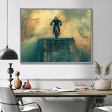 Green Freestyle BMX Bike Tricks - Cycling Canvas Wall Art