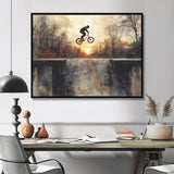 Black Street BMX Bike Tricks - Cycling Canvas Wall Art