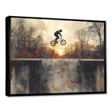Black Street BMX Bike Tricks - Cycling Canvas Wall Art