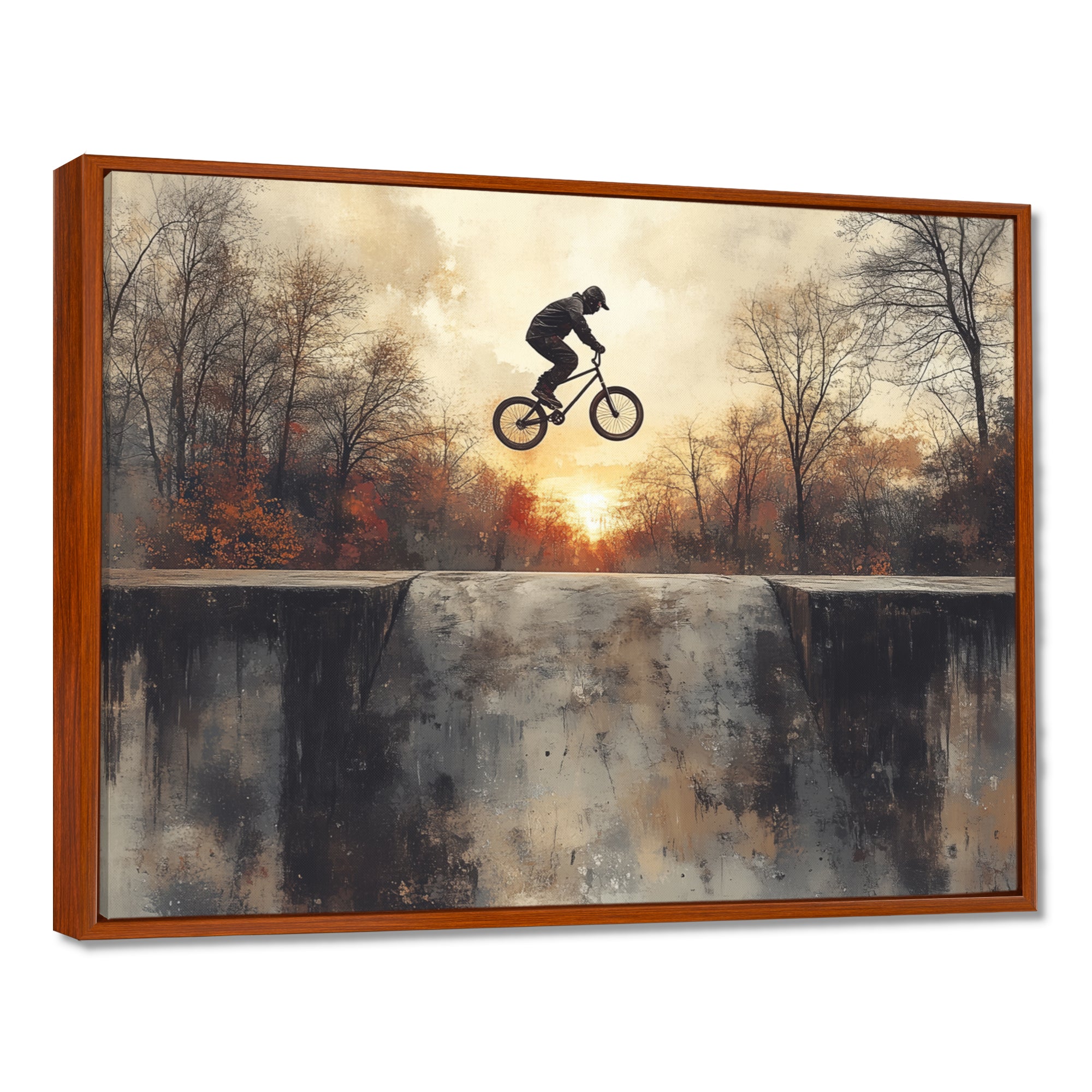 Black Street BMX Bike Tricks - Cycling Canvas Wall Art
